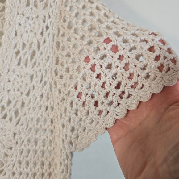 Christopher & Banks Sweater Women's S Cream Crochet Polished Boho Y2K Beachy - Picture 4 of 9